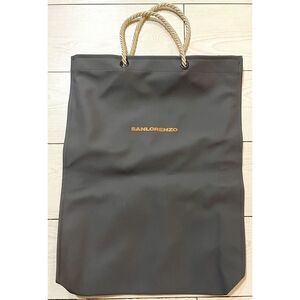 Sanlorenzo canvas gray tote bag‎ With Metallic Logo And Ribbed Handle
